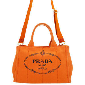 Prada Canapa 2way Tote Bag Canvas Orange